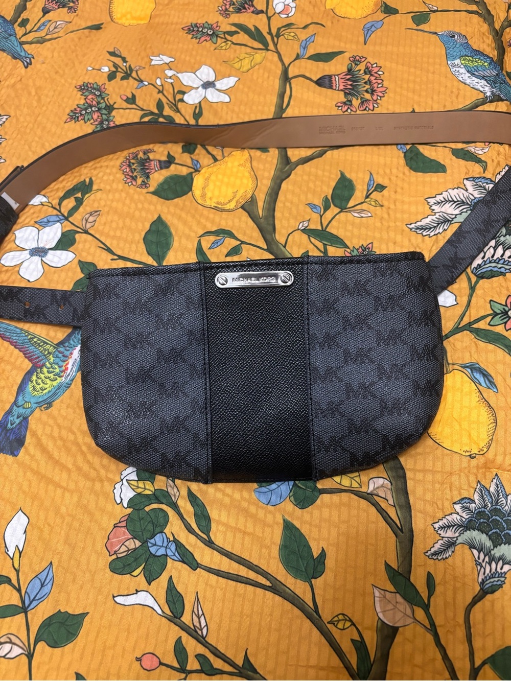 Michael Kors Black & Dark Gray Monogram Belt Bag